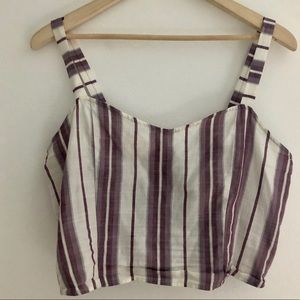 Express Linen Striped Crop Top